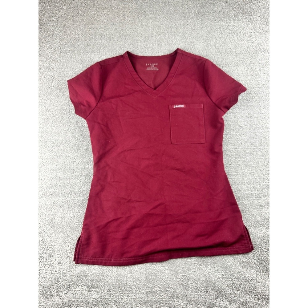 Jaanuu Petite Scrub Set Women XXS Red Jogger V-Neck Pockets Workwear Healthcare